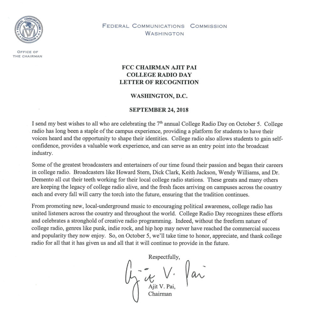 Tomorrow is CRD 2018! Letter From FCC’s Chairman Ajit Pai