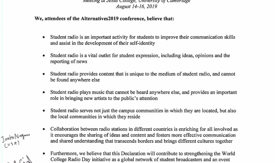 The Cambridge Declaration on the Importance of Student Radio