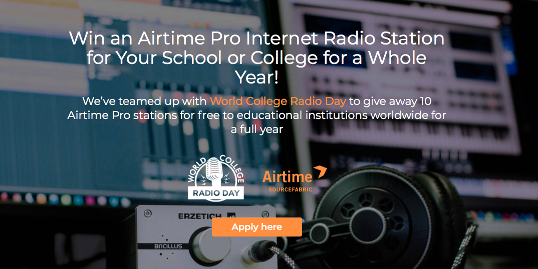 FREE: Win an Airtime Pro Internet Radio Station for Your School or College for a Whole Year!