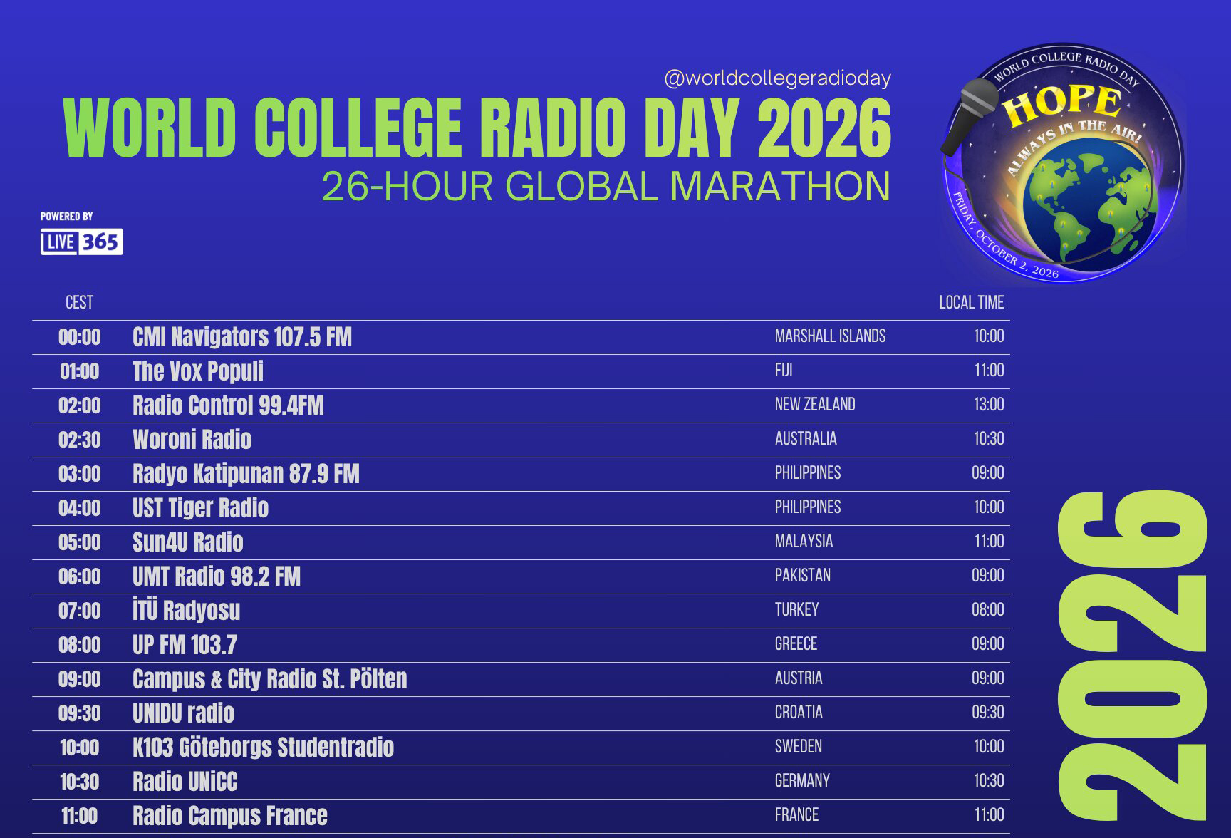 The 26-Hour Global Marathon Powering World College Radio Day 2026
